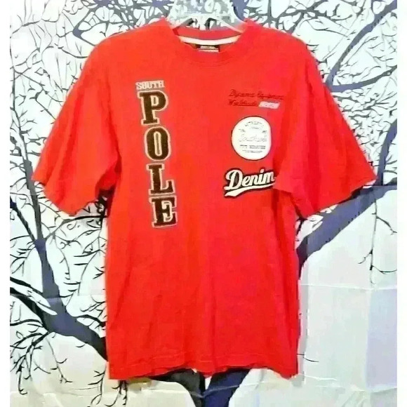 SOUTH POLE Mens RED 100% Cotton Polo T-Shirt Top size Med - Picture 1 of 3
